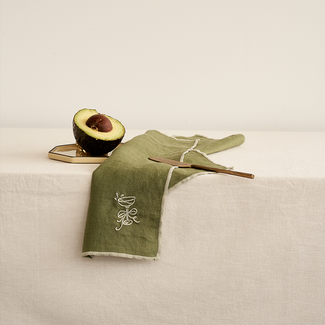 Embroidered Linen Napkin Set – Cocktail