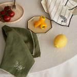 Embroidered Linen Napkin Set – Prawn