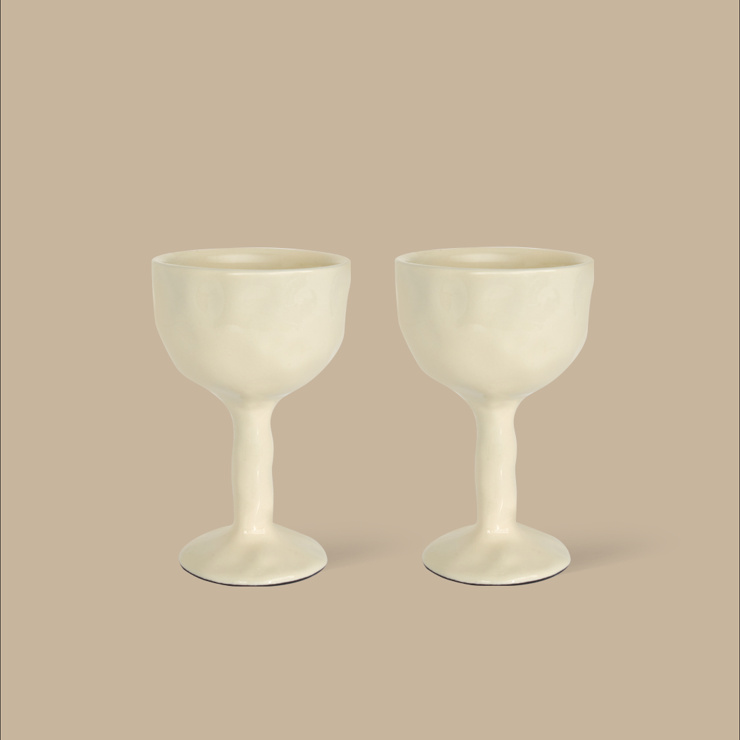 Drift Goblet Pair - Ivory