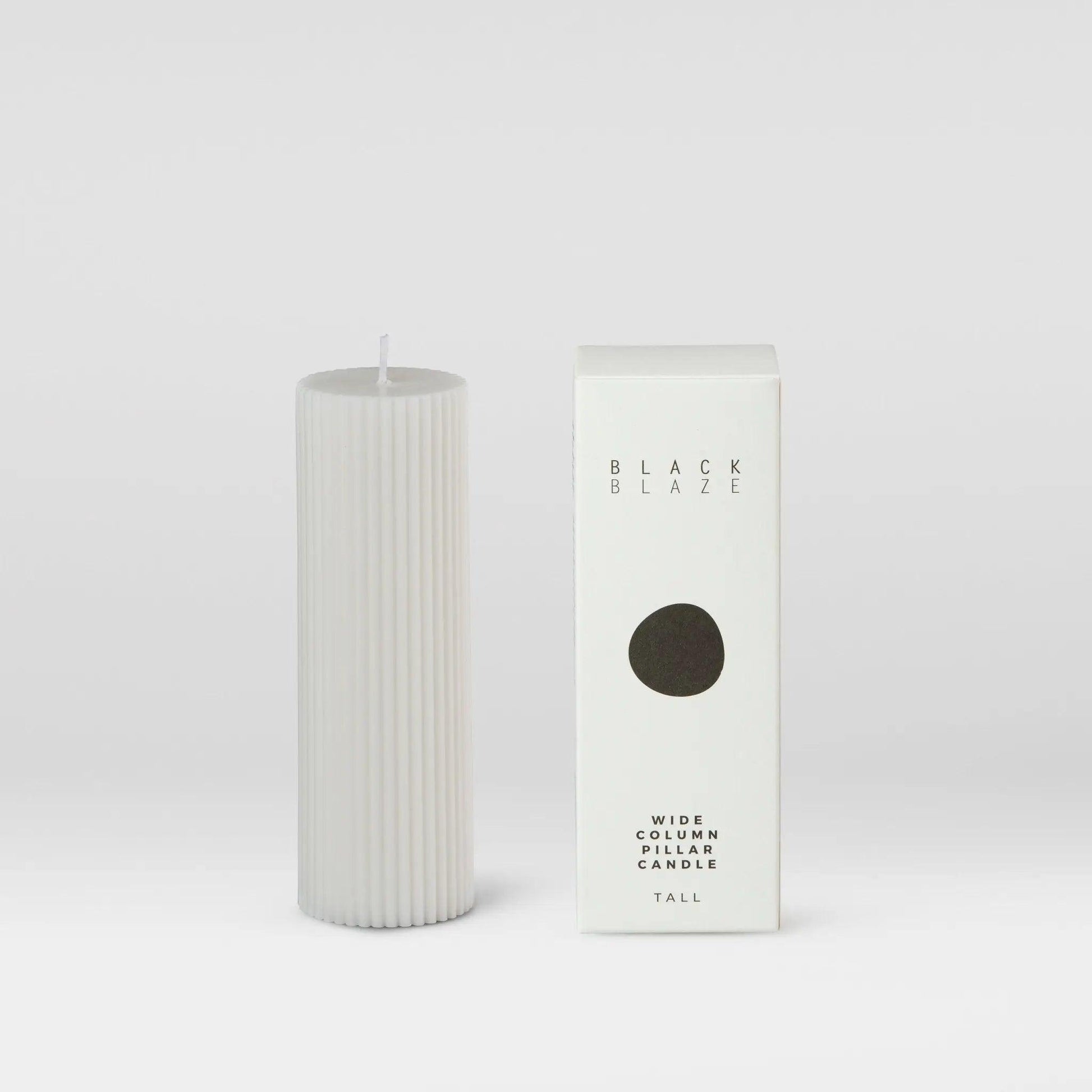 Wide Column Pillar Candle - Cream White - BLACK BLAZE
